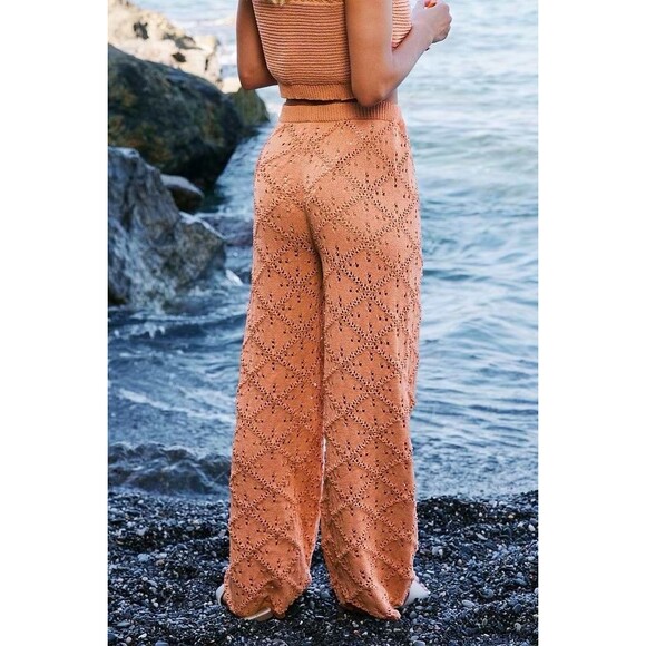 Cupshe Large Perforated Knit Wide Leg Pants Unlined Coverup Beach Womens L NWT - Picture 2 of 8